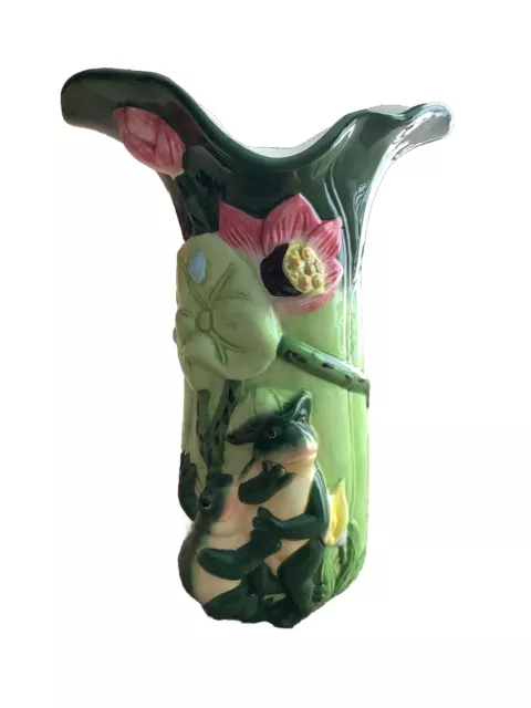 Vase Ancien Grenouilles En Barbotine Art Nouveau