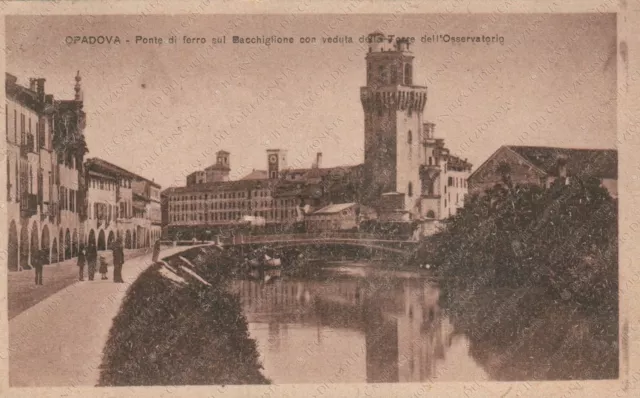 1921 PADOVA Ponte di ferro sul Bacchiglione Torre Osservatorio Cartolina animata