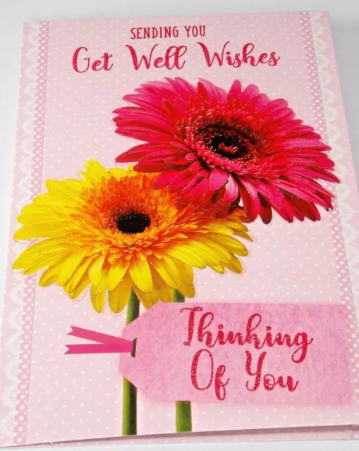 Get Well Card. Sending You Get Well Wishes Heartstrings Cards. Flowers Theme.