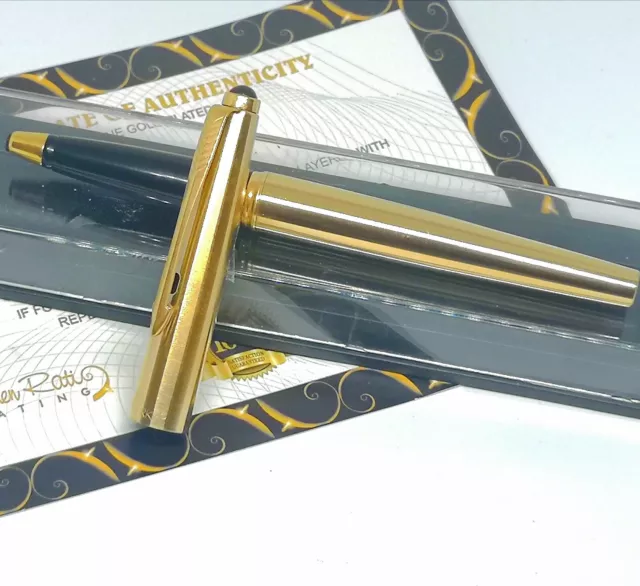 24Ct Gold Plated Parker Galaxy Roller Ball Writing Pen Gift Boxed - Blue Ink 24k