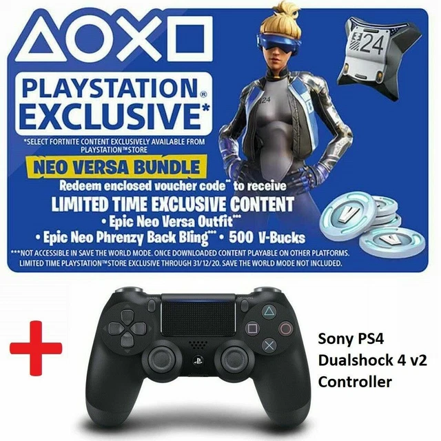 PS4 CONTROLLER FORTNITE Dualshock V2 Black Neo Versa 500 V-Bucks