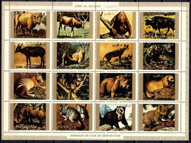 Umm Al Qiwain 1972 Wild Animals Deer Monkey Bizon Koala Bear Tapir sheet MNH