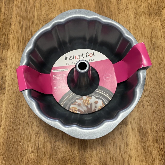 INSTANT POT OFFICIAL Fluted Cake Pan, 6 & 8 Quart Compatible, Gray, New
