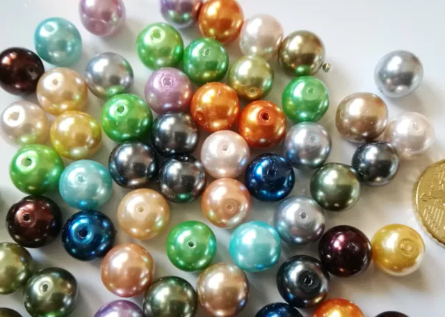 Perlas cristal nacarado 10 mm X 10 UNIDADES mezcla parejas colores bisutería 2