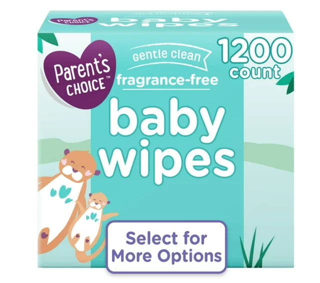 Parent's Choice Fragrance Free Baby Wipes 1200 Count Pack, Soft --new.---new