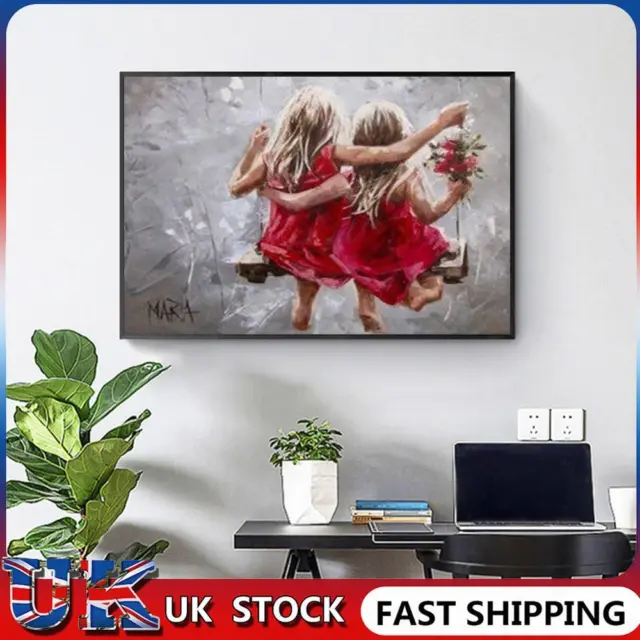 ❀ Two Sisters in Red Skirts Oil Paint By Numbers Kit DIY Painting Frameless Craf