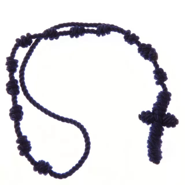Fatto a Mano Cavo Blu Annodato Filo Rosario Perline Bracciale Originale