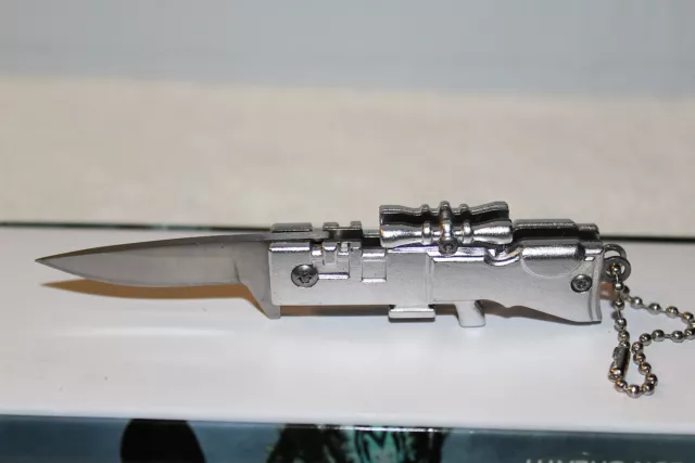 2 MACHINE GUN mini RIFLE 3 FOLDING KNIFE W BALL CHAIN knives #472 keychain  guns $14.30 - PicClick