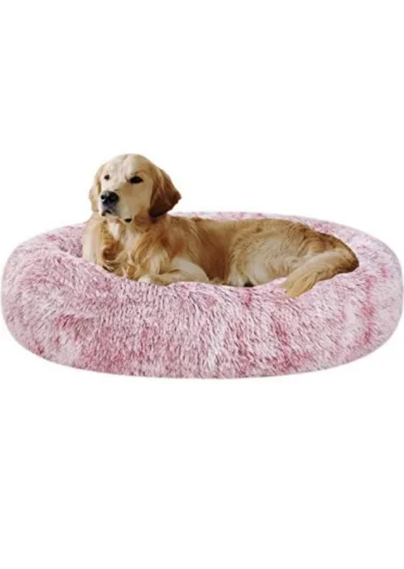 Coohom Oval Calming Donut Cuddler Dog BedShag Faux Fur Cat Bed Washable Round...