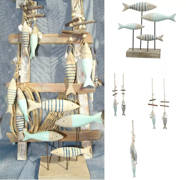 Deko-FISCH-Hänger/Girlande/Skulptur*Holz maritim*Deko*shabby Muscheln Auswahl