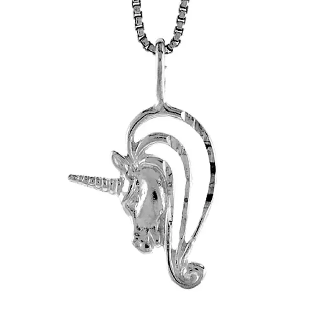 Plata de Ley Unicornio Colgante Caballo / Charm, Italiano Caja Cadena