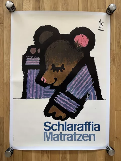 Affiche ancienne originale  « Schlaraffia Matratzen » - 1963 - PIATTI