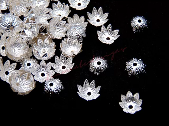 10mm Silver Plated Flower Petal Style Bead Caps Jewellery Findings Craft UK