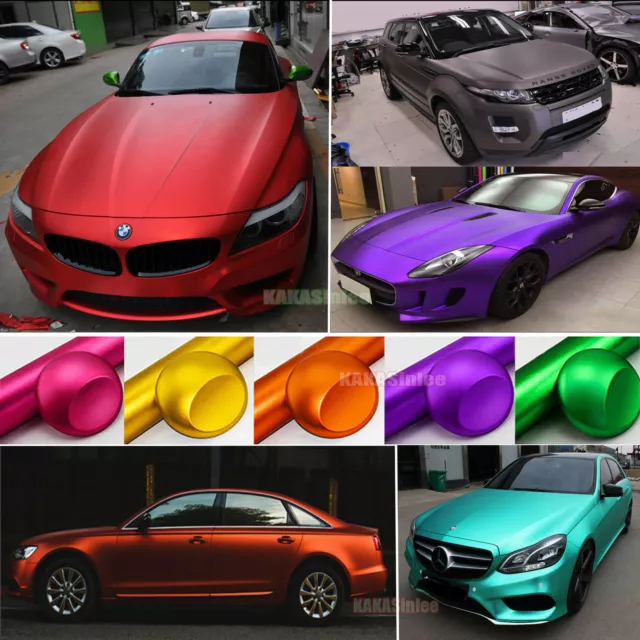 Air Release Satin Sheet Matte Metallic Chrome Vinyl Entire Car Wrap Sticker / AB