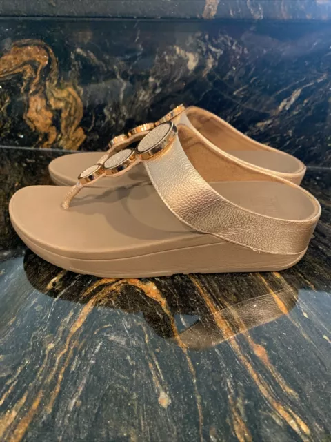 Fitflop Halo Metallic Wedge Sandal Flip Flops Size 7 NEW