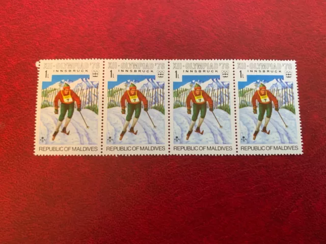 Maldives 1976 Mnh Olympic Games Innsbruck Block Of 4 Cross Country Skiing