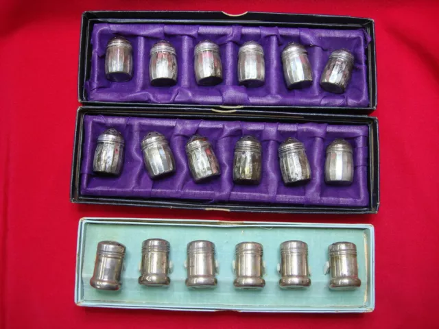 9 Pair Antique Sterling Silver Salt & Pepper Shakers In Original Boxes *L@@K*