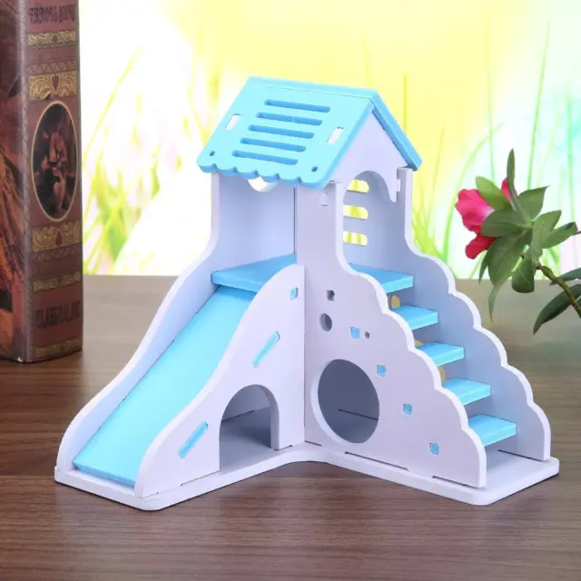 LF# Waterproof Removable Stairs Double Layer Villa Hamster Sleeping Nest(Blue)