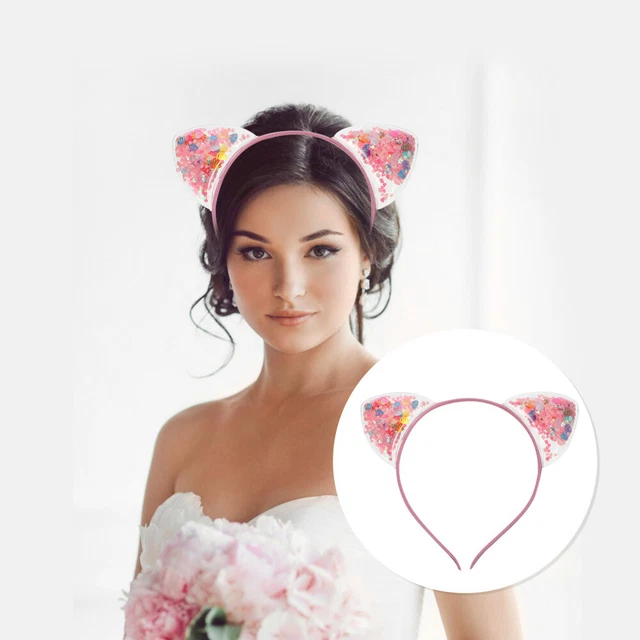 6 pz fascia per capelli in PVC orecchie di gatto bambino glitter regalo di Natale