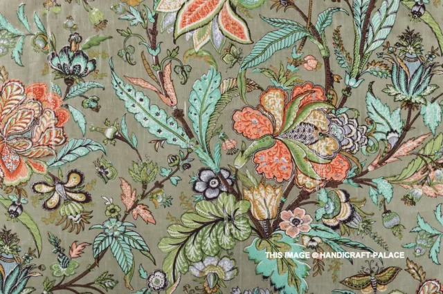 Coton Vert Olive Main Bloc Imprimé Floral Artisanat de Couture Robe Tissu 2.7m