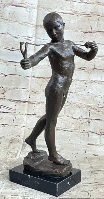 Art Nouveau Bronze Sculpture - Nude Male Sculpture - Slingboy William Reid