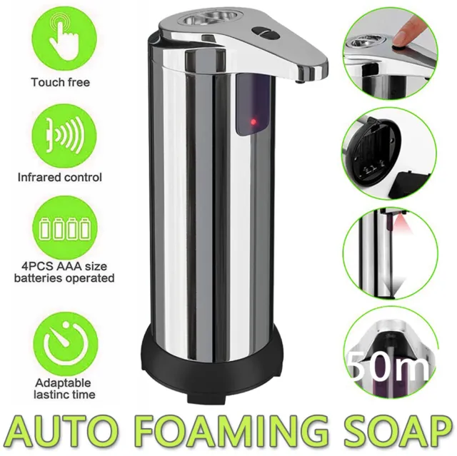 Soap Dispenser Touchless Bathroom 250ml Stainless Kitchen Handsfree Sensor Auto