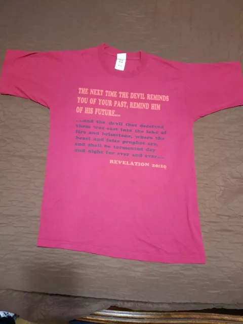 Vintage Christian t shirt bible verse. Revelation 20:10 Great Condition. Nice.