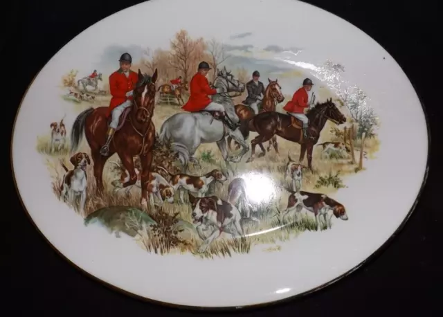 Vintage F Gray and sons Ltd oval hunt plate hunting fox equestrian horse hound G