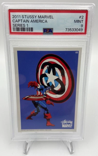 2011 STUSSY MARVEL Series 1 #2 CAPTAIN AMERICA PSA 9 Card RARE POP only 2 higher