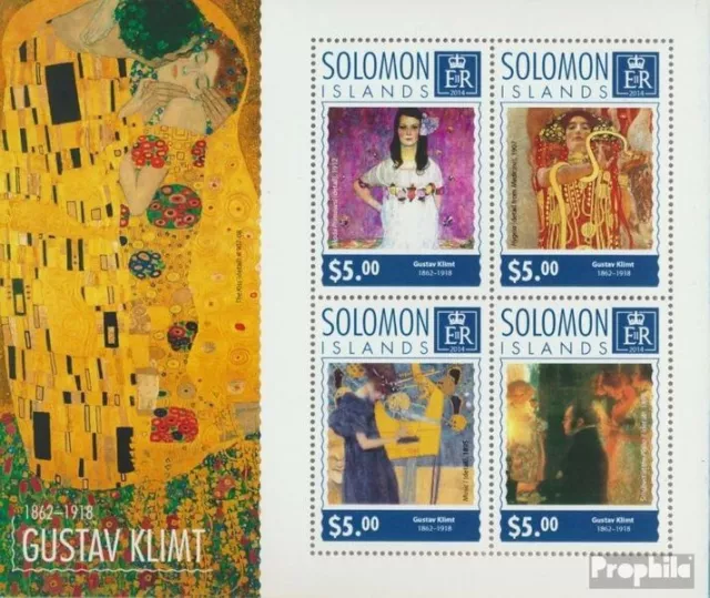 Salomoninseln 2982-2985 Minifoglio (completa edizione) MNH 2014 Gustav Klimt