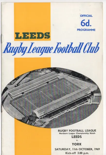 RARE - Leeds Rugby League (pre Leeds Rhinos) Vintage Programme 1969 (v York)