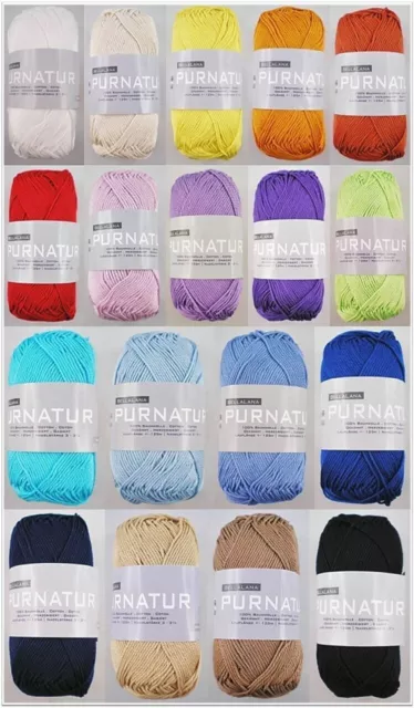 50g Pur Natur Baumwolle Strick Häkelgarn Wolle zum Stricken Häkeln GP 35,80€/1kg