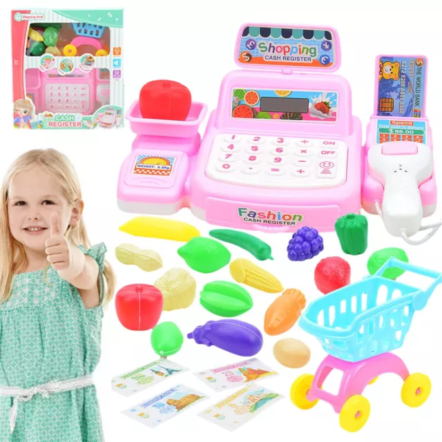 Supermarket Till Kids Cash Register Toy Gift Set Child Girl Shop Role Play