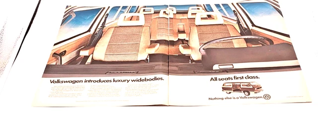 Volkswagen Original 1986 2 Page Vintage Print Ad Widebodies All Seats 1st Class