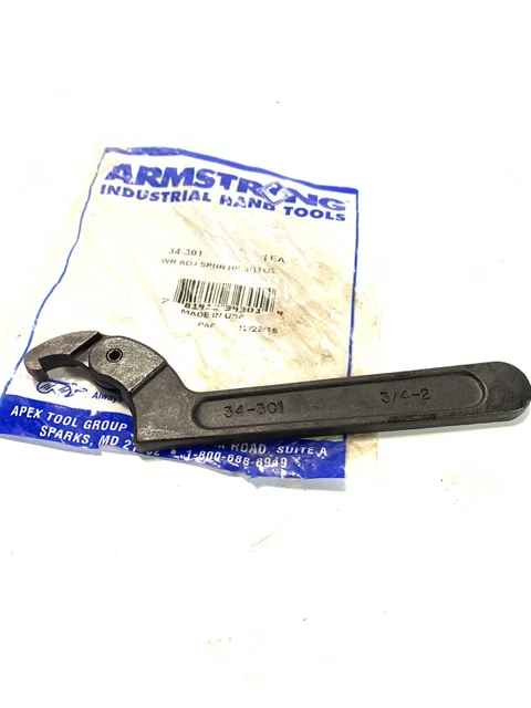 Armstrong Tools USA 34-301 Adjustable Hook Spanner Nut Wrench 3/4-2 Inch