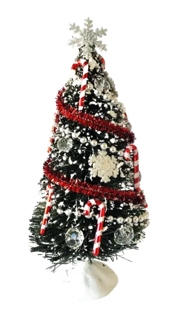 Dollhouse Miniature Christmas Tree 1:12 Artisan OOAK 6" Tall Silver Red White