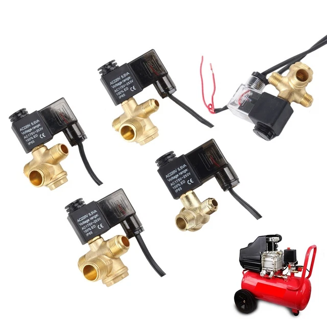 Électrovanne + Clapet Anti-retour Pour Compresseur Sans Huile - Différents Raccords M14, M16, M19, 1/2", Silencieux