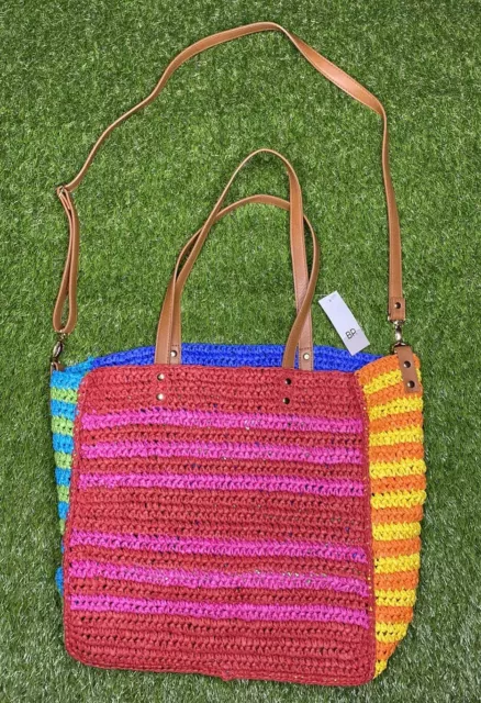 BP Stripe Straw Tote NWT Rainbow Nordstrom