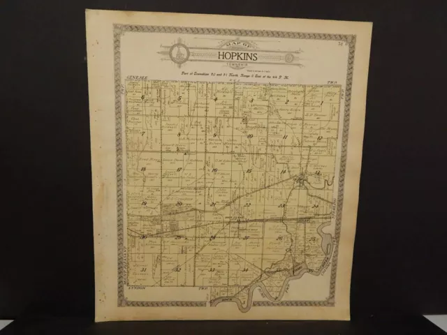 Illinois Whiteside County Map Hopkins Township 1912  Z6#83