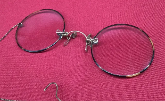 Lunettes optiques américaines anciennes PINCE NEZ remplies d'or montures lunettes rondes 3