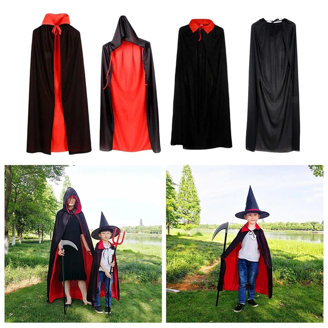 Medieval Halloween Cloak, Devil Cape Cowl Wizard 150cm Costume, Witch Cape, Robe
