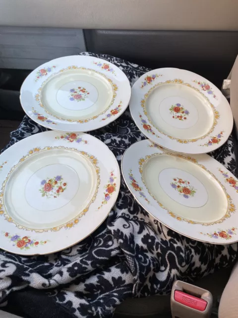 x4 Vintage W. H. Grindley & Co LTD DINNER PLATE 9-7/8" IVORY MARJORIE Lot of 4