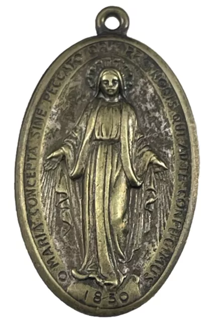 Medalla religiosa católica milagrosa de colección en tono dorado María