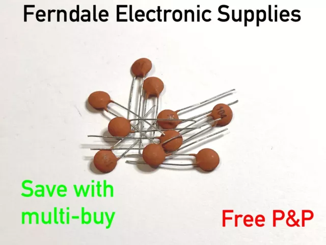 Ceramic Disc Capacitor, 50V, select from 1pF - 100nF - 10 pack Free P&P