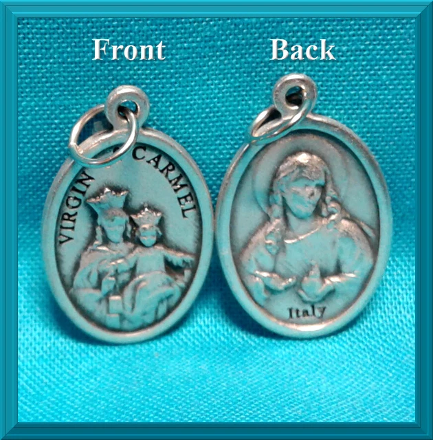 OUR LADY OF Mount Carmel Sacred Heart of JESUS 1" ITALY Catholic Medal ...