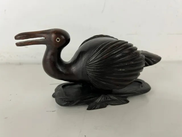 Vintage Wooden Hand Carved Pelican Bird Figurine