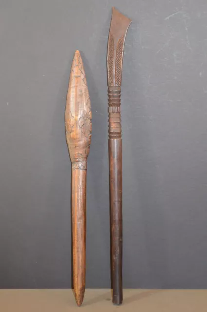 2 Tribal Oceanic Club - Club di lancio aborigeno e combattimento delle Fiji, c1890-1920