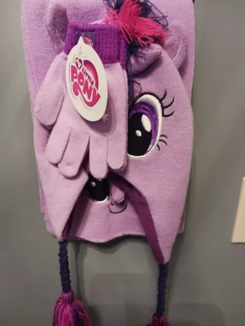 MY LITTLE PONY Unicorn WINTER SET ~ HAT~GLOVES~SCARF PURPLE NEW WITH TAGS