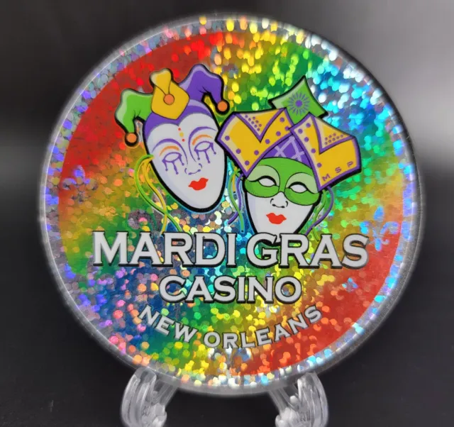 Premium Glitter 60mm Poker Dealer Button Mardi Gras Rainbow Acrylic