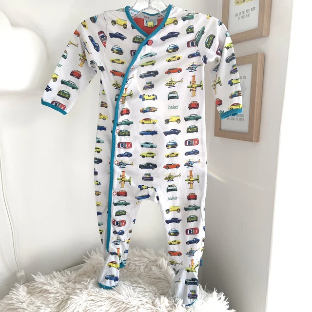 Baby Boys Designer Ted Baker 6-9m Babygrow Sleepsuit Off White Cars Print 🏎🏎